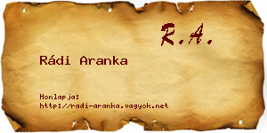 Rádi Aranka névjegykártya
