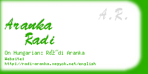 aranka radi business card